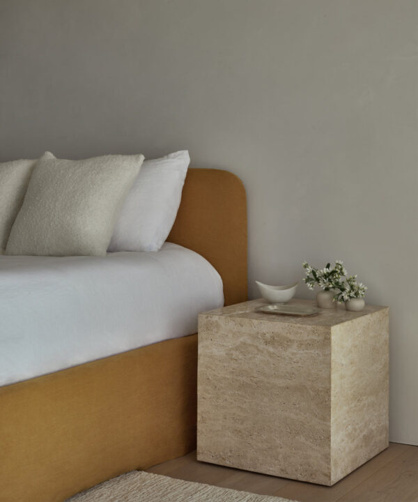 Travertine Plinth End Table