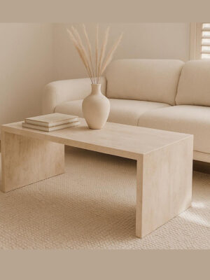 Travertine Rectangular Salon Table
