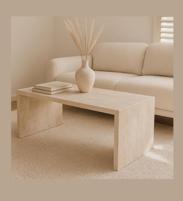 Travertine Rectangular Salon Table