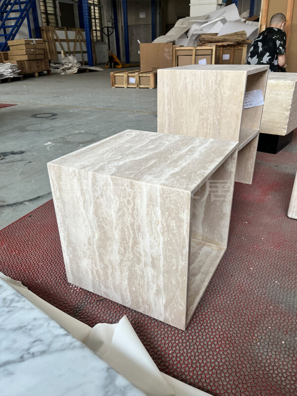 Travertine End Table