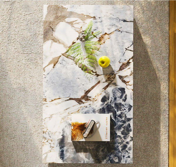 Veined Modellato Marble Plinth Coffee Table