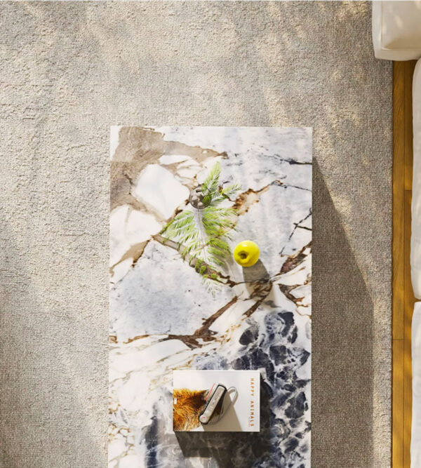 Veined Modellato Marble Plinth Coffee Table
