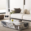 Veined Modellato Marble Plinth Coffee Table
