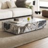 Veined Modellato Marble Plinth Coffee Table