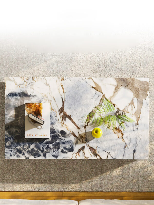 Veined Modellato Marble Plinth Coffee Table