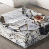 Veined Modellato Marble Plinth Coffee Table