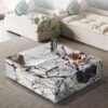 Veined Modellato Marble Plinth Coffee Table