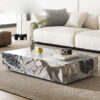 Veined Modellato Marble Plinth Coffee Table