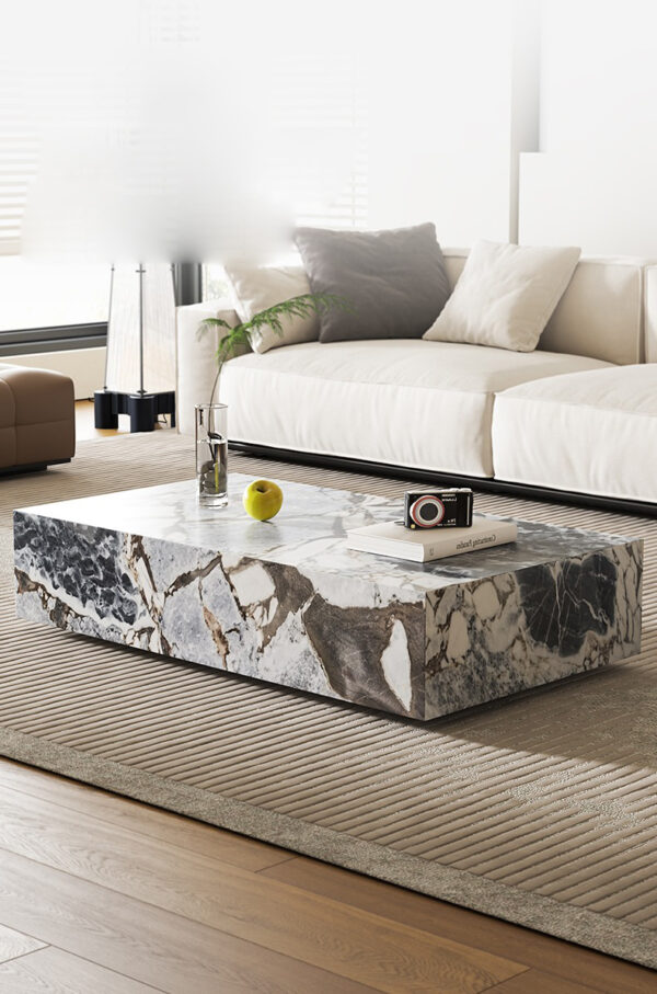 Veined Modellato Marble Plinth Coffee Table