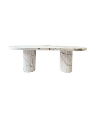 White Oval Marble Dining Table