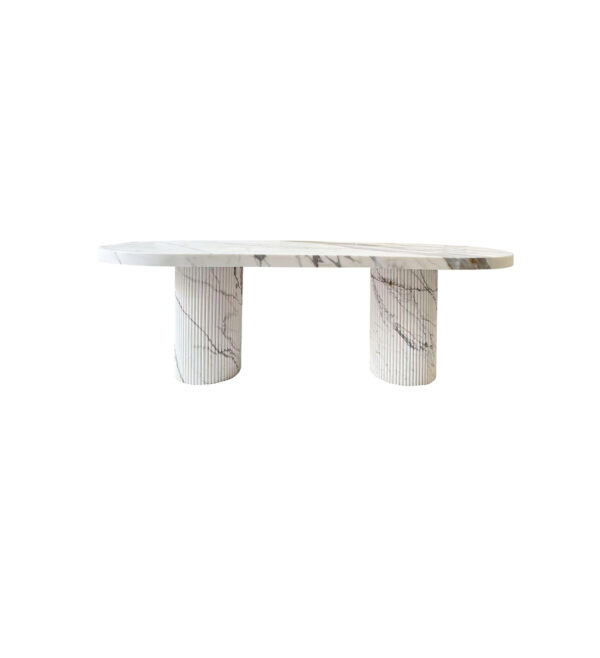 White Oval Marble Dining Table