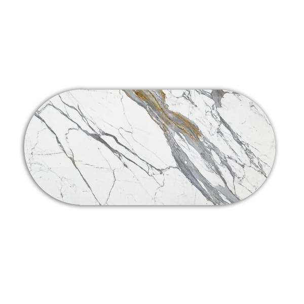 White Oval Marble Dining Table