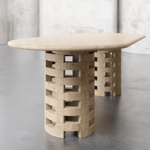 Oval Travertine Dining Table