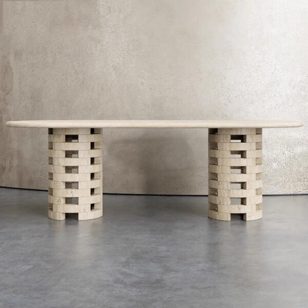 Oval Travertine Dining Table