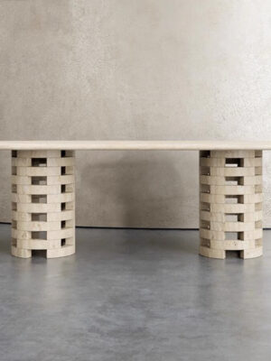 Oval Travertine Dining Table