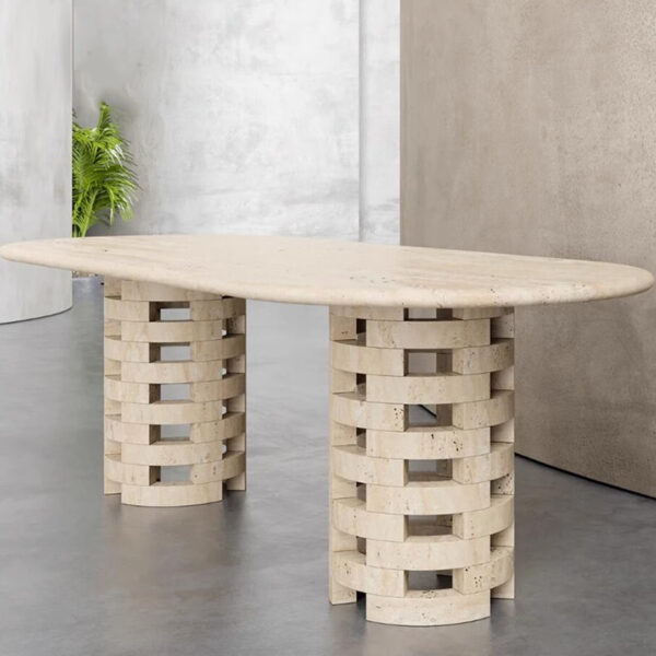 Oval Travertine Dining Table